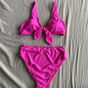 Fashion Nova Pink Bikini Set with Tie-Front Design